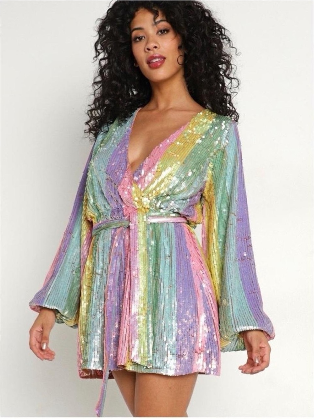 Show Me Your MuMu Pastel Sequin Stripe Mini Dress